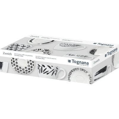 Tognana Porcellane IR685015974 Coffee Cup Set - Black, White - 6 pcs Tognana Porcellane IR685015974 Coffee Cup Set - Black, White - 6 pcs