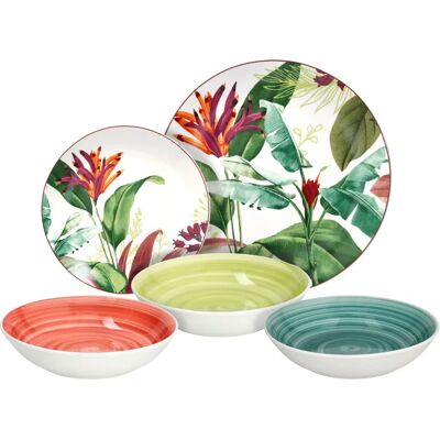 Madison Tropicalia 18-teiliges Porzellan-Servierset - Dinnerware Set Madison Tropicalia 18-teiliges Porzellan-Servierset - Dinnerware Set