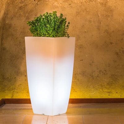 Vaso luminoso Monacis - Bianco - Square Top Bright - Decorazione Giardino Vaso luminoso Monacis - Bianco - Square Top Bright - Decorazione Giardino