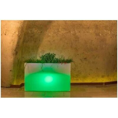 TEKCNOPLAST Maceta - Jardinera rectangular de resina con luz verde TEKCNOPLAST Maceta - Jardinera rectangular de resina con luz verde