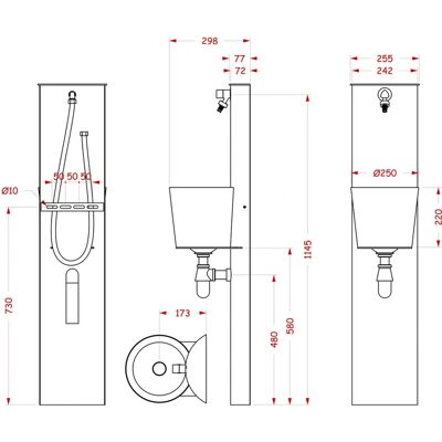 Belfer - Fontana da giardino a parete con secchio e rubinetto - Ruggine Belfer - Fontana da giardino a parete con secchio e rubinetto - Ruggine