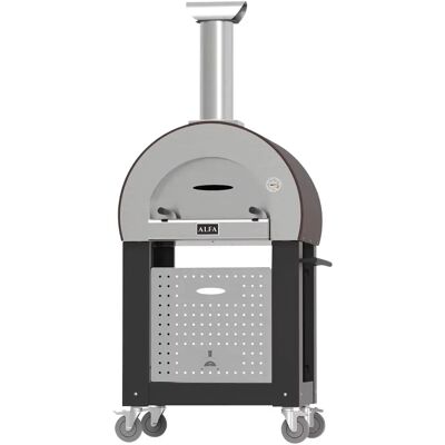 ALFA FORNI Pizzaofen-Unterbau - Hochtemperaturstahl, Räder, Holzpaneel ALFA FORNI Pizzaofen-Unterbau - Hochtemperaturstahl, Räder, Holzpaneel