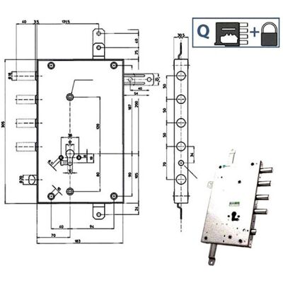 MOTTURA - Cerradura de Seguridad Quintupla Sx Ya Placa de Golpe MOTTURA - Cerradura de Seguridad Quintupla Sx Ya Placa de Golpe