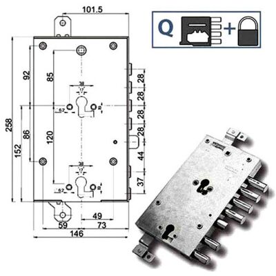 MOTTURA 8984595D2Q Serratura di sicurezza a doppio cilindro - Tipo di porta MOTTURA 8984595D2Q Serratura di sicurezza a doppio cilindro - Tipo di porta