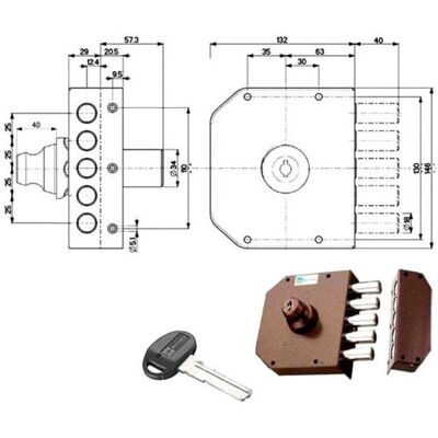 MOTTURA Cerradura - Modelo 30602 - Cerradura de doble bomba para madera - Seguro con pestillo lateral MOTTURA Cerradura - Modelo 30602 - Cerradura de doble bomba para madera - Seguro con pestillo lateral