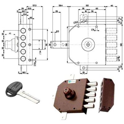 MOTTURA - Cerradura de Seguridad Quintuple Sx Bomba MOTTURA - Cerradura de Seguridad Quintuple Sx Bomba