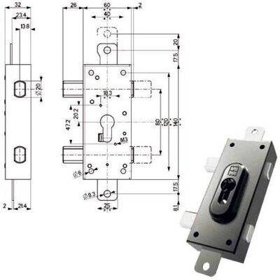 Cerradura MOTTURA - Modelo 38328 - Acabado Negro - Cerradura Vertical Cerradura MOTTURA - Modelo 38328 - Acabado Negro - Cerradura Vertical