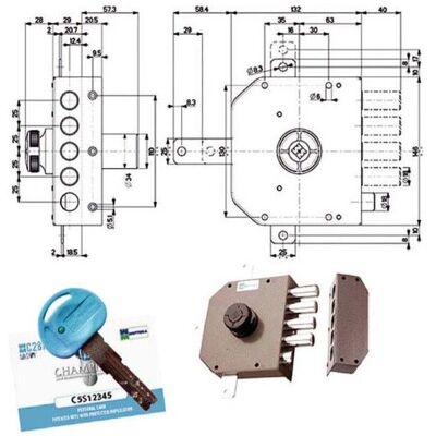 MOTTURA - Cerradura de Seguridad Quintupla Sx Bomba - Cerradura para puerta MOTTURA - Cerradura de Seguridad Quintupla Sx Bomba - Cerradura para puerta
