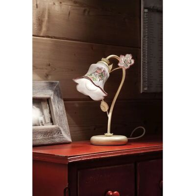 FERROLUCE Pisa Lampada da Tavolo in Ceramica - Decorazione di Rose - Stile Classico FERROLUCE Pisa Lampada da Tavolo in Ceramica - Decorazione di Rose - Stile Classico