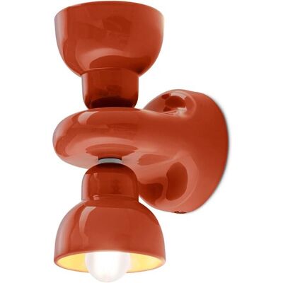 Ferroluce Italie Orange Berimbau Lampe Murale en Céramique 2 Lumières - Style Vintage Déco - Publicité Ferroluce Italie Orange Berimbau Lampe Murale en Céramique 2 Lumières - Style Vintage Déco - Publicité