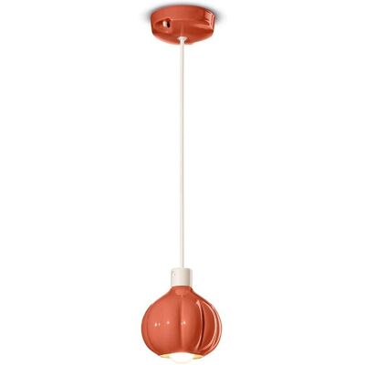 Suspension en Céramique Orange Artisanale Ferroluce - Style Déco - Publicité Suspension en Céramique Orange Artisanale Ferroluce - Style Déco - Publicité