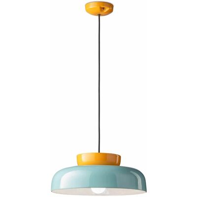 Suspension Ferroluce Maracanã - Céramique et verre, Jaune & Turquoise - Publicité Suspension Ferroluce Maracanã - Céramique et verre, Jaune & Turquoise - Publicité