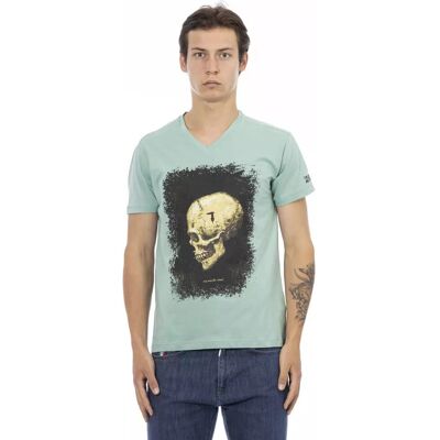 Trussardi Action Grünes V-Ausschnitt Baumwoll-T-Shirt - Herren Trussardi Action Grünes V-Ausschnitt Baumwoll-T-Shirt - Herren