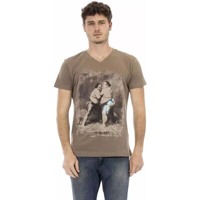 Trussardi Action Bruine Katoenen V-Hals T-Shirt - Herenkleding Trussardi Action Bruine Katoenen V-Hals T-Shirt - Herenkleding