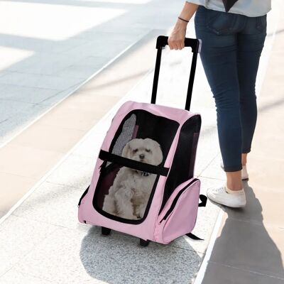 Trasportino per animali Pawhut 2-in-1 Rosa Trasportino per animali Pawhut 2-in-1 Rosa