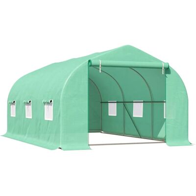Serra da Giardino Outsunny con Struttura in Acciaio - 4.5x3x2m - Verde Scuro Serra da Giardino Outsunny con Struttura in Acciaio - 4.5x3x2m - Verde Scuro