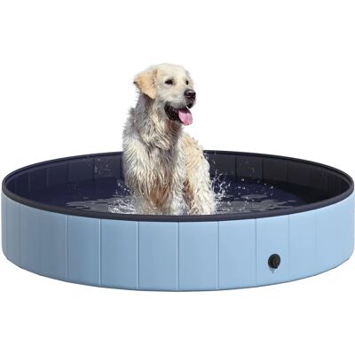 PawHut Piscina Pieghevole per Cani PVC Blu 160x30cm - Vasca per Animali PawHut Piscina Pieghevole per Cani PVC Blu 160x30cm - Vasca per Animali