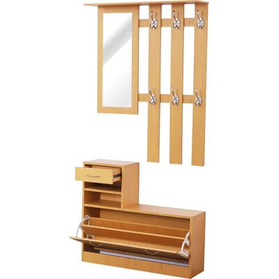Homcom Mobile 3-in-1 in Legno - Guardaroba, Specchio, Appendiabiti Homcom Mobile 3-in-1 in Legno - Guardaroba, Specchio, Appendiabiti