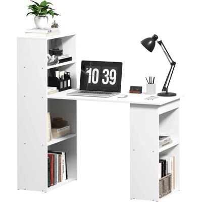 Scrivania Homcom con Mensole - 120x55x120 cm - Bianco - Ufficio & Studio Scrivania Homcom con Mensole - 120x55x120 cm - Bianco - Ufficio & Studio