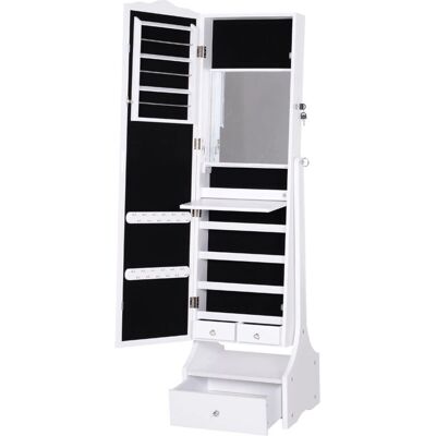 Homcom Weiß LED Spiegel Schmuckschrank - Schmuckorganizer mit Schloss Homcom Weiß LED Spiegel Schmuckschrank - Schmuckorganizer mit Schloss