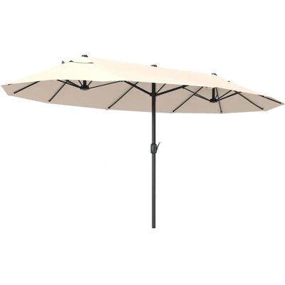 Ombrellone doppio Outsunny impermeabile UV beige 4.6x2.4m giardino Ombrellone doppio Outsunny impermeabile UV beige 4.6x2.4m giardino