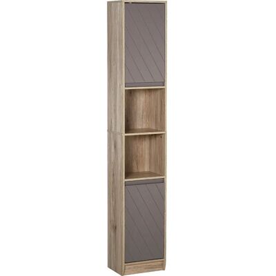 Armadio salvaspazio alto in legno Homcom con mensole - Grigio, Rovere Armadio salvaspazio alto in legno Homcom con mensole - Grigio, Rovere