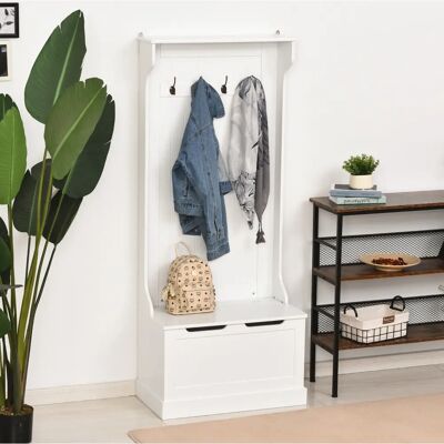 Mobili ingresso HOMCOM - 3 in 1: appendiabiti, panca e contenitore - Bianco Mobili ingresso HOMCOM - 3 in 1: appendiabiti, panca e contenitore - Bianco