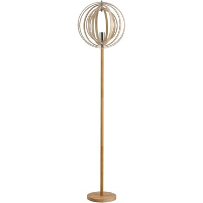 Lampada da Terra HOMCOM con Anelli in Legno - Design Moderno e Regolabile Lampada da Terra HOMCOM con Anelli in Legno - Design Moderno e Regolabile