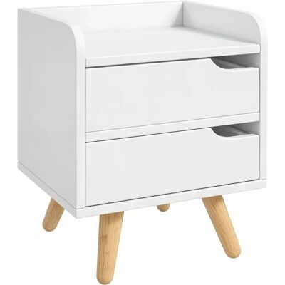 Nuitée HOMCOM Blanc avec 2 tiroirs - Design moderne - Publicité Nuitée HOMCOM Blanc avec 2 tiroirs - Design moderne - Publicité