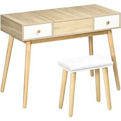 HOMCOM Tavolo da Trucco con Specchio e Sgabello - Design Moderno HOMCOM Tavolo da Trucco con Specchio e Sgabello - Design Moderno