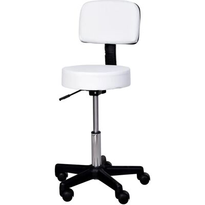 HOMCOM - Sgabello con Schienale - Bianco - Pelle PU - Stool HOMCOM - Sgabello con Schienale - Bianco - Pelle PU - Stool