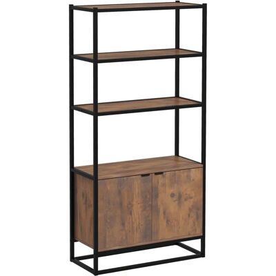 Scaffale a parete Homcom con 3 ripiani - Libreria con armadio, nero e marrone Scaffale a parete Homcom con 3 ripiani - Libreria con armadio, nero e marrone
