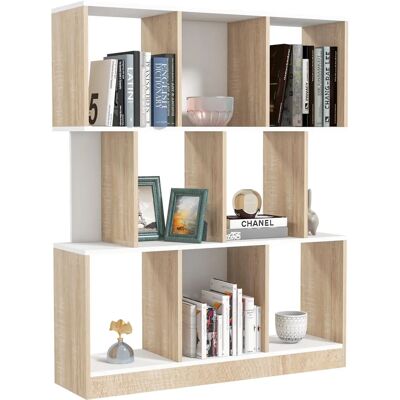 Étagère Murale HOMCOM avec 8 Tablettes - Design Moderne - Blanc & Chêne - Publicité Étagère Murale HOMCOM avec 8 Tablettes - Design Moderne - Blanc & Chêne - Publicité