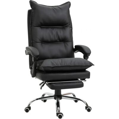 Vinsetto - Sedia Ufficio Pelle Finta Nera - Altezza Regolabile - Reclinazione 155° - Sedia Ufficio Vinsetto - Sedia Ufficio Pelle Finta Nera - Altezza Regolabile - Reclinazione 155° - Sedia Ufficio