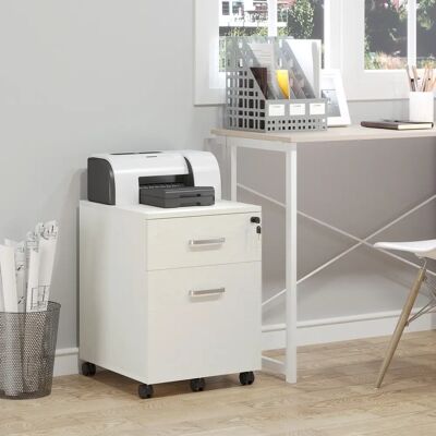 Vinsetto Armoire de bureau blanche avec serrure et 2 tiroirs - Publicité Vinsetto Armoire de bureau blanche avec serrure et 2 tiroirs - Publicité