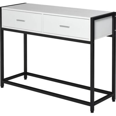 HOMCOM Tavolo consolle bianco/nero con 2 cassetti - Ingresso HOMCOM Tavolo consolle bianco/nero con 2 cassetti - Ingresso