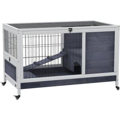PawHut - Gabbia conigli e porcellini - 90x53x59 - Grigio - Cage PawHut - Gabbia conigli e porcellini - 90x53x59 - Grigio - Cage