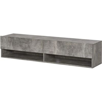 Homcom Estante de TV suspendido gris con 4 compartimentos y 2 puertas - Mueble TV Homcom Estante de TV suspendido gris con 4 compartimentos y 2 puertas - Mueble TV