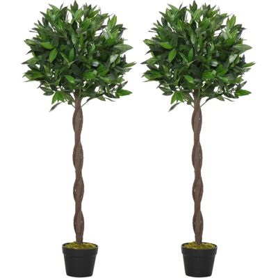 Set di Alberi di Alloro Artificiale Outsunny - Decorazione Interni ed Esterni, 120cm Set di Alberi di Alloro Artificiale Outsunny - Decorazione Interni ed Esterni, 120cm