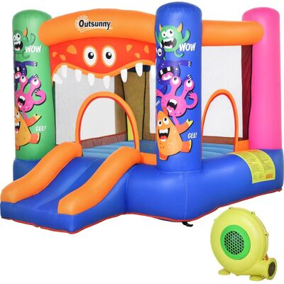 Area Gioco Gonfiabile Outsunny - Bambini 3-8 Anni, 2 Bambini, Scivolo & Canestro Area Gioco Gonfiabile Outsunny - Bambini 3-8 Anni, 2 Bambini, Scivolo & Canestro