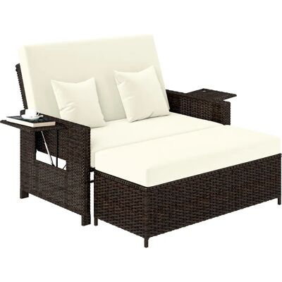 Set Divano da Giardino Outsunny con Poggiapiedi - Salvaspazio, Impermeabile, Regolabile Set Divano da Giardino Outsunny con Poggiapiedi - Salvaspazio, Impermeabile, Regolabile