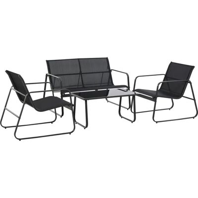 Outsunny Gartenmöbel-Set - Tisch, Bank, 2 Stühle - Metall & Textilene Outsunny Gartenmöbel-Set - Tisch, Bank, 2 Stühle - Metall & Textilene