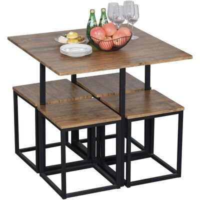 Set Homcom 5 pezzi tavolo da bar stile industriale con sgabelli Set Homcom 5 pezzi tavolo da bar stile industriale con sgabelli