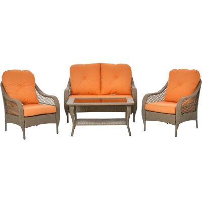 Set di Mobili da Giardino in Rattan Outsunny - 2 Sedie, Divano, Tavolo Set di Mobili da Giardino in Rattan Outsunny - 2 Sedie, Divano, Tavolo