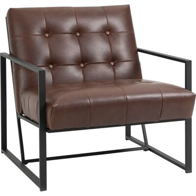 HOMCOM - Industrial Tufted Armchair - Marrone PU - Armchair HOMCOM - Industrial Tufted Armchair - Marrone PU - Armchair