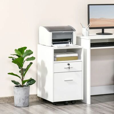 Vinsetto Tiroir de Bureau - Avec Serrure, Blanc - Publicité Vinsetto Tiroir de Bureau - Avec Serrure, Blanc - Publicité