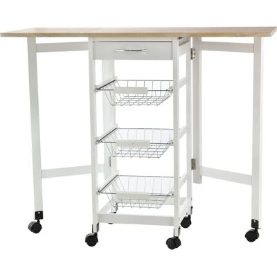 Carrello da Cucina HOMCOM con 3 Cestini, Cassetto, Ribaltine Carrello da Cucina HOMCOM con 3 Cestini, Cassetto, Ribaltine