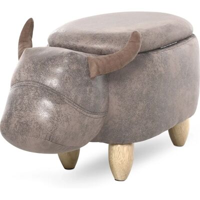 Pouf bufalo con spazio di archiviazione - Design ispirato agli animali, Marrone Pouf bufalo con spazio di archiviazione - Design ispirato agli animali, Marrone