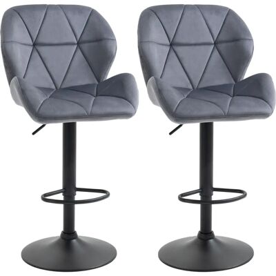 Homcom Verstellbare Samtvelours-Barhocker - Set 2 Homcom Verstellbare Samtvelours-Barhocker - Set 2