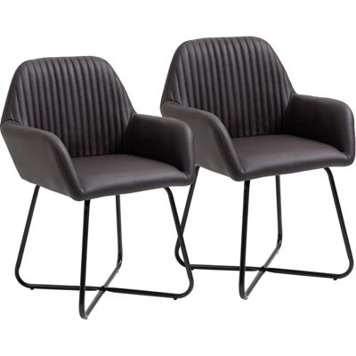 HOMCOM Set di 2 Sedie Moderne Marrone - Sedia HOMCOM Set di 2 Sedie Moderne Marrone - Sedia